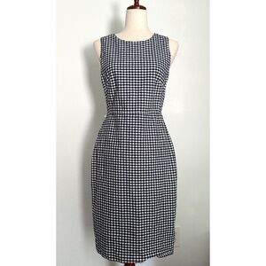 J Crew Navy and White Gingham Dress Size 2